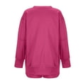 thumbnail image 5 of CFLVAEK Two Piece Outfits Women Shorts and Oversized Patchwork Long Sleeve Sweatshirts Fashion Fall Sweatsuits with Pockets Hot Pink L, 5 of 7