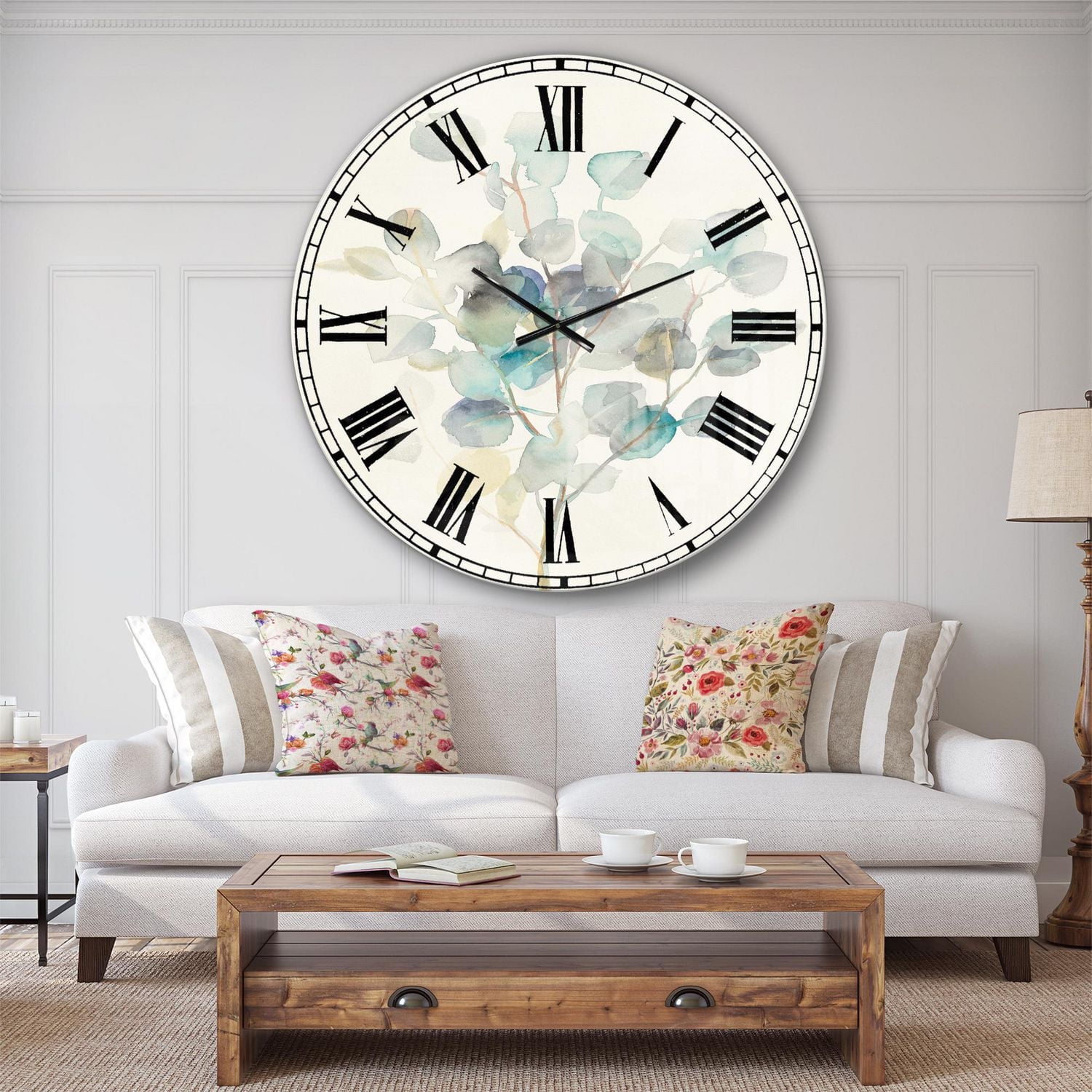 Designart Feuilles d'eucalyptus I horloge murale