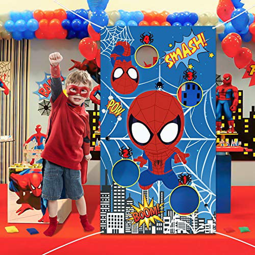 Carnival Games Avenger Flag Toss Game for Birthday Party Thanksgiving Day Christmas unicorn Indoor Outdoor Yard Gam Throwing Game Party Supplies for kids Superhero Toss Games Banner with 3 Bean Bags