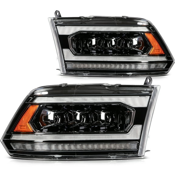 ECCPP LED Headlight Assembly Fit 2009-2018 for Dodge for Ram 1500 2500 3500 Pair Headlamps Black Housing Amber Reflector