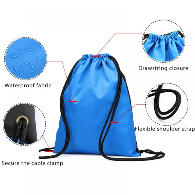 2PCS Drawstring Backpack Bags Black Gym Bulk Cinch Tote Sackpack Sack Bulk  String Bag Backpack Storage Bag for Party Gym Sports Shopping(Black+Blue)