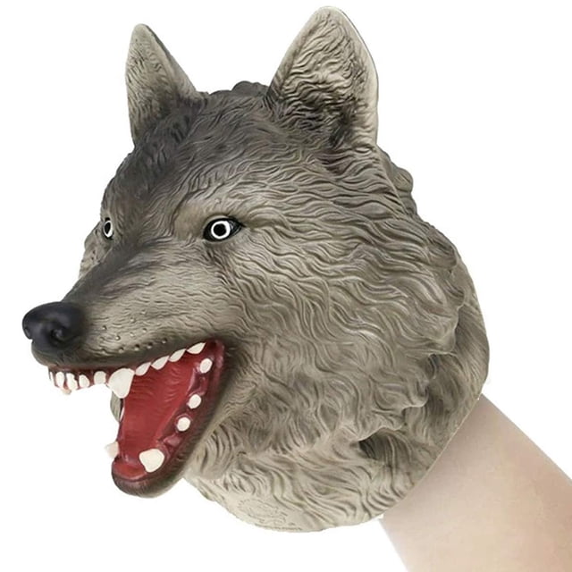 Marioneta de mano Gemini&Genius Animal de goma blanda para niños Wolf