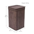 thumbnail image 3 of BIRDROCK HOME Square Laundry Hamper with Lid and Cloth Liner - Bamboo - Espresso - Easily Transport Laundry Basket - Collapsible Hamper - String Handles, 3 of 5