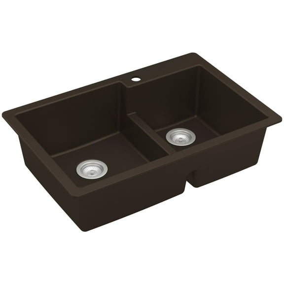 Karran Usa Qt-811 Quartz Qt 33" Drop In Double Basin Quartz Composite Kitchen Sink - Brown