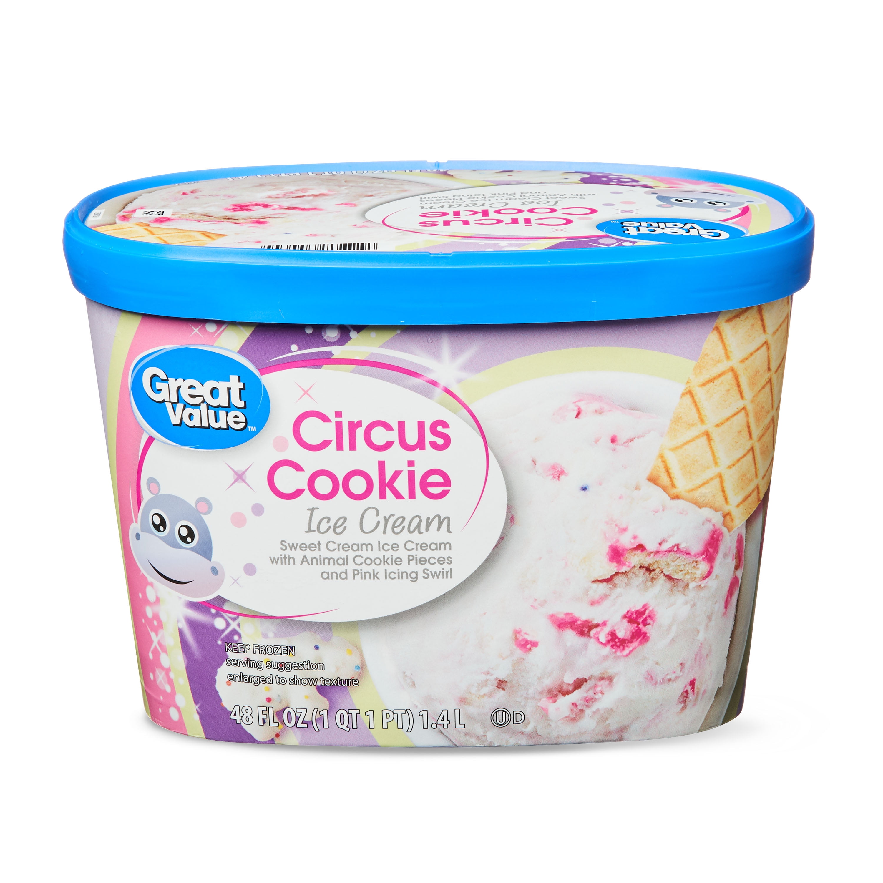 Great Value Circus Cookie Ice Cream, 48 Fl Oz