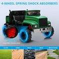thumbnail image 5 of Green 24V Battery-Powered Electric Vehicle Truck for Kids with Remote Control - 2 Seater Ride-On Car with LED Lights, Music, Horn, High/Low Speed Options, 5 of 8