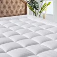 thumbnail image 1 of MATBEBY Bedding Quilted Fitted Queen Mattress Pad Cooling Breathable Fluffy Soft Mattress Pad Stretches up to 21 Inch Deep, Queen Size, White, Mattress Topper Mattress Protector, 1 of 4