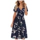 thumbnail image 1 of ICHUANYI Clearance Women Casual V-Neck Short Sleeve Summer Flower Print Knee-Length Dress For Beach(Black, XL) ICHUANYI WER2023080807796, 1 of 6