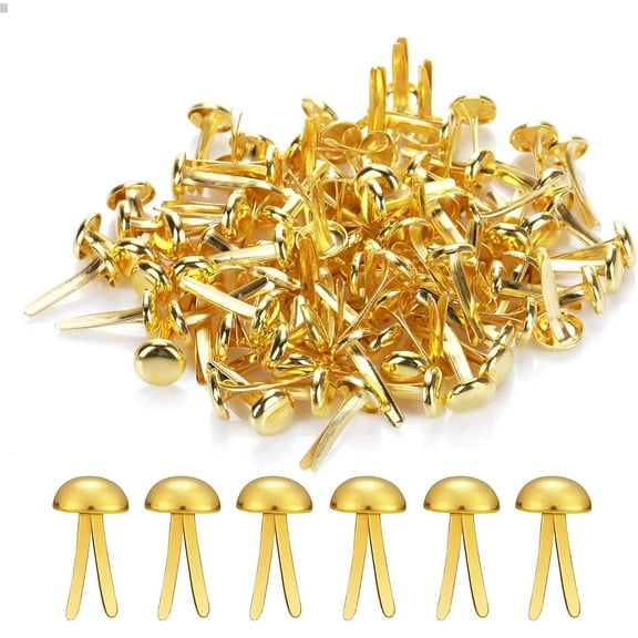 MODANU 200Pcs Paper Brass Fasteners Brass Brads 0.3x0.6inch Round Fasteners for Craft Art Crafting DIY Supplies(Gold)