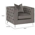 thumbnail image 5 of 39 Inch Tuxedo Style Accent Chair, Tufted Sides and Sleek Metal Feet, Gray, 5 of 5