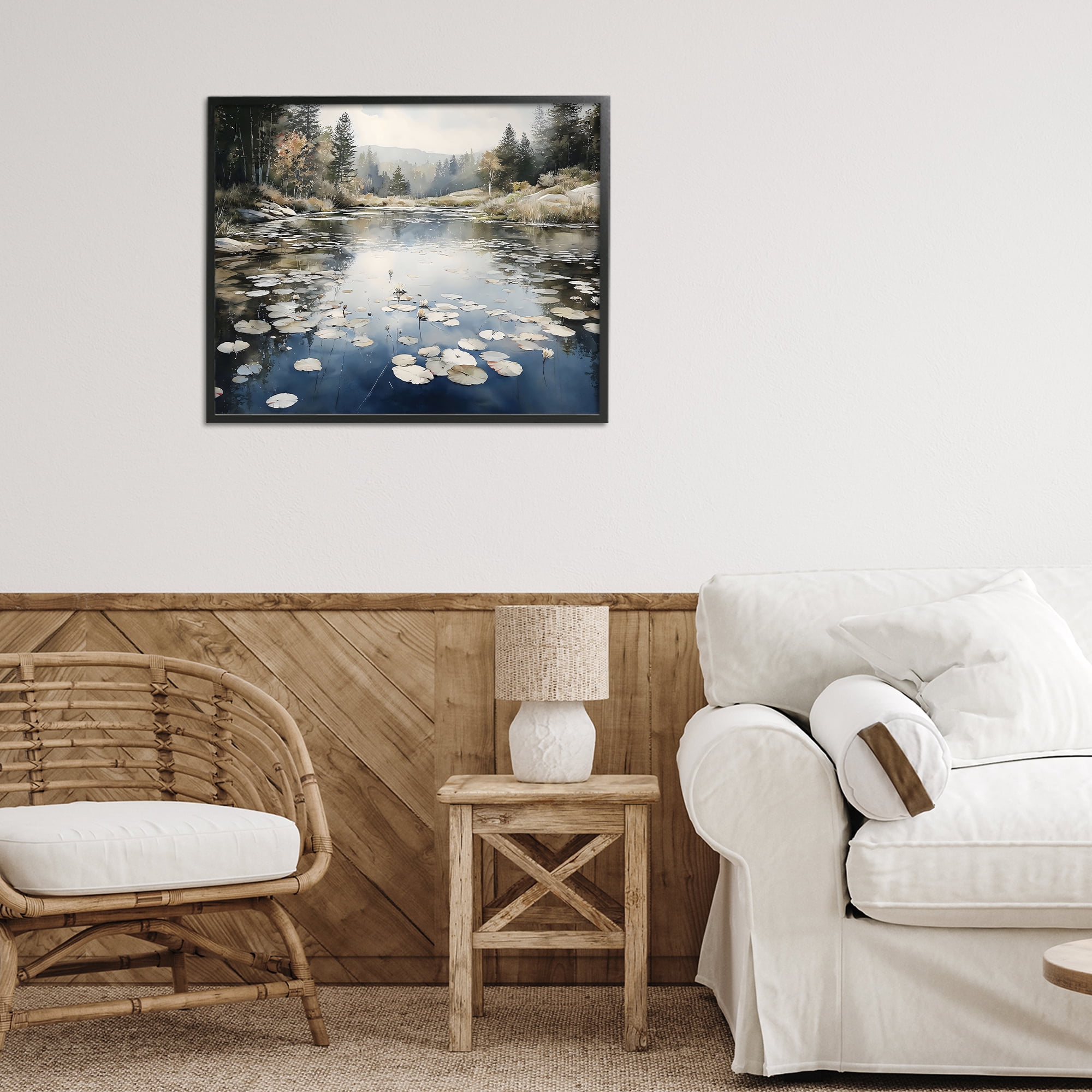 Stupell Industries Still Pond with Morning Reflections Black Framed Giclee Art, design by Franklyn Gregory