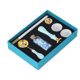 thumbnail image 3 of Juego de Sellos de Sellado de Cera Sello Vintage Pintura de Fuego Cuchara de Cera Juego de Bolígrafos para Velas para Tarjetas de Invitaciones de Boda Envoltura de Regalos Juego de 7 Piezas Azul Lago, 3 of 5