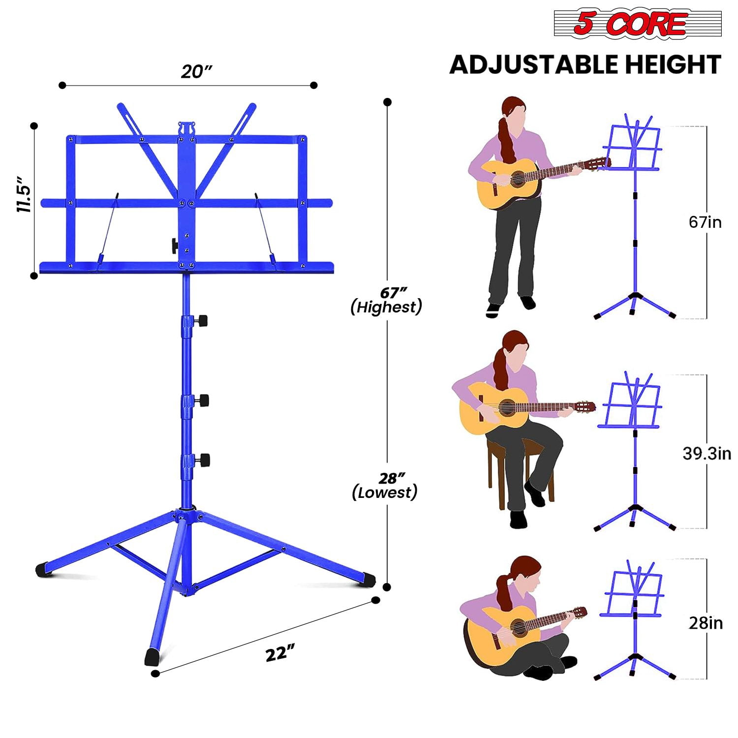 Music Stand Adjustable Desktop Book Stands Portable Sheet Holder All Metal Foldable Bookstand
