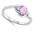 thumbnail image 4 of CHOOSE YOUR COLOR Swirl Oval Pink Simulated Opal Ring .925 Sterling Silver Band White CZ Female Size 9, 4 of 4