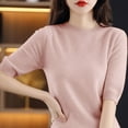 thumbnail image 3 of Womens Short Sleeve Sweaters Tops Crew Neck Cotton Pullover Shirt Lightweight Soft Casua Loose Knit Blouse, 3 of 3