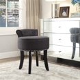 thumbnail image 1 of Inspired Home Bardot Linen Vanity Stool Nailhead Trim Roll Back Bedroom, Dark Grey, 1 of 9