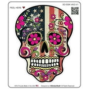 StickerDad Sugar Skull Vintage American Flag V1 Vinyl Decal Full Color Printed - (Size: 4" Color: Full) - for Windows, Walls, Bumpers, Laptop, Lockers, etc.