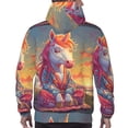 thumbnail image 7 of Naloa Meditating Cute Horse Men's Casual Hooded Collar Drawstring Hoodies Pullover Sweatshirts Casual Long Sleeve Shirts-Large, 7 of 7