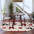 thumbnail image 4 of Valentine's Day Washable Round Area Rug 5 ft, Love Bird Branch Red Heart Plaid, Soft Non Slip Rugs Stain Repellent Indoor Felt Carpet for Living Dining Room Bedroom Home Office, 4 of 9