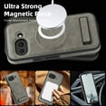 thumbnail image 6 of Magnetic for Google Pixel 9a PU Leather Case, Compatible with Magsafe, Built-in Invisible Stand, Premium Ultra Slim Adjustable Kickstand Protective Phone Case for Google Pixel 9a, Gray, 6 of 6
