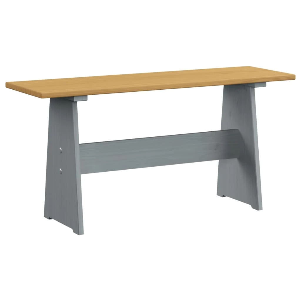 Koby Home 3 Piece Casual Dining 2-Tone  Solid Pine Wood Kitchen Table Set with 2 Benches, Kitchen Dining Set Grey  Brown