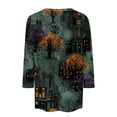 thumbnail image 4 of Womens Halloween Shirts Funny 3/4 Sleeve Tops Spooky Castle Printed T Shirts Horror Crew Neck Pullover Holiday Three Quarter Length Blouses, S, 4 of 7
