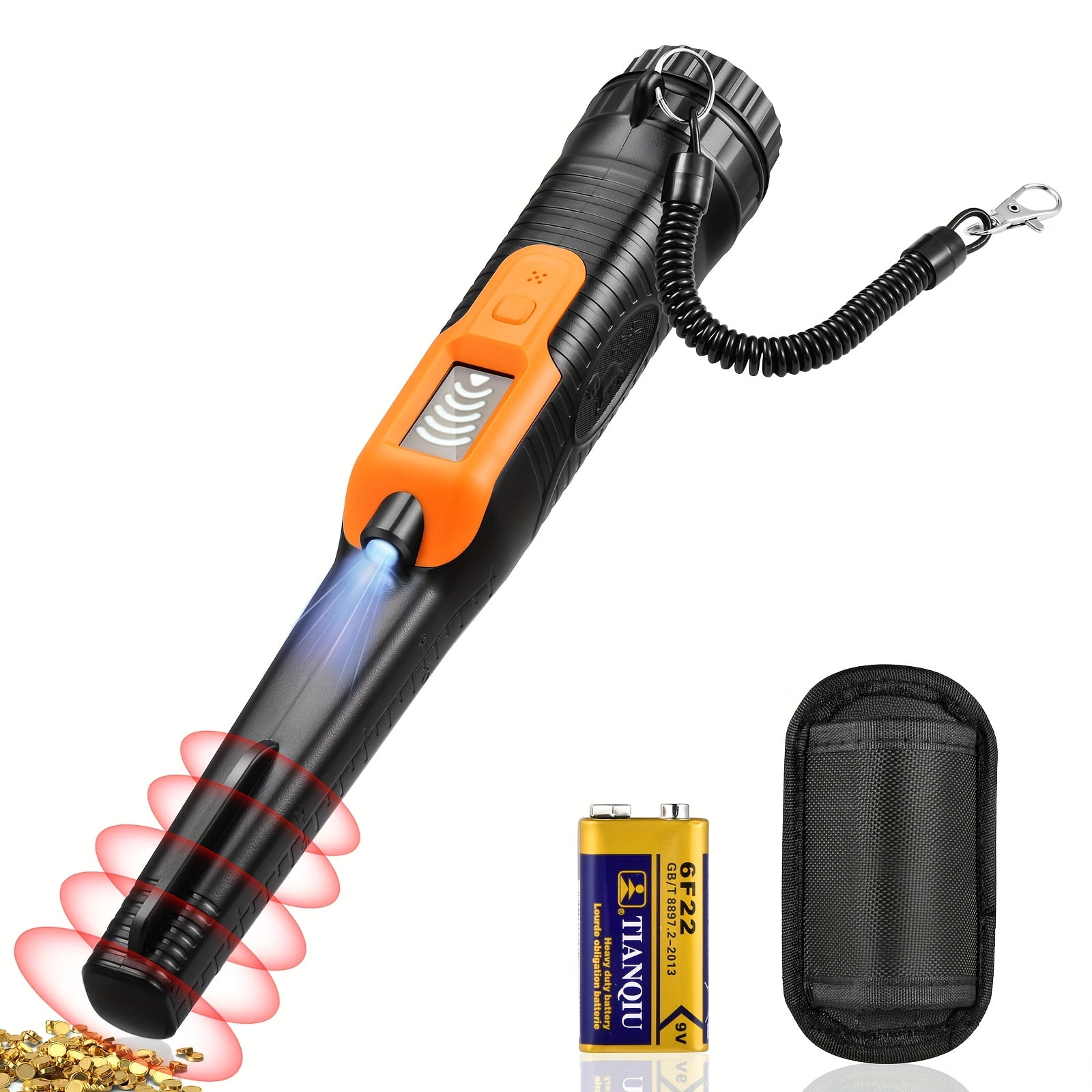 Metal Detector Pinpointer, Professional Waterproof Handheld Pin Pointer Wand, 3 Modes Search Treasure Pinpointing Finder Probe with LCD Display 9V Battery Included