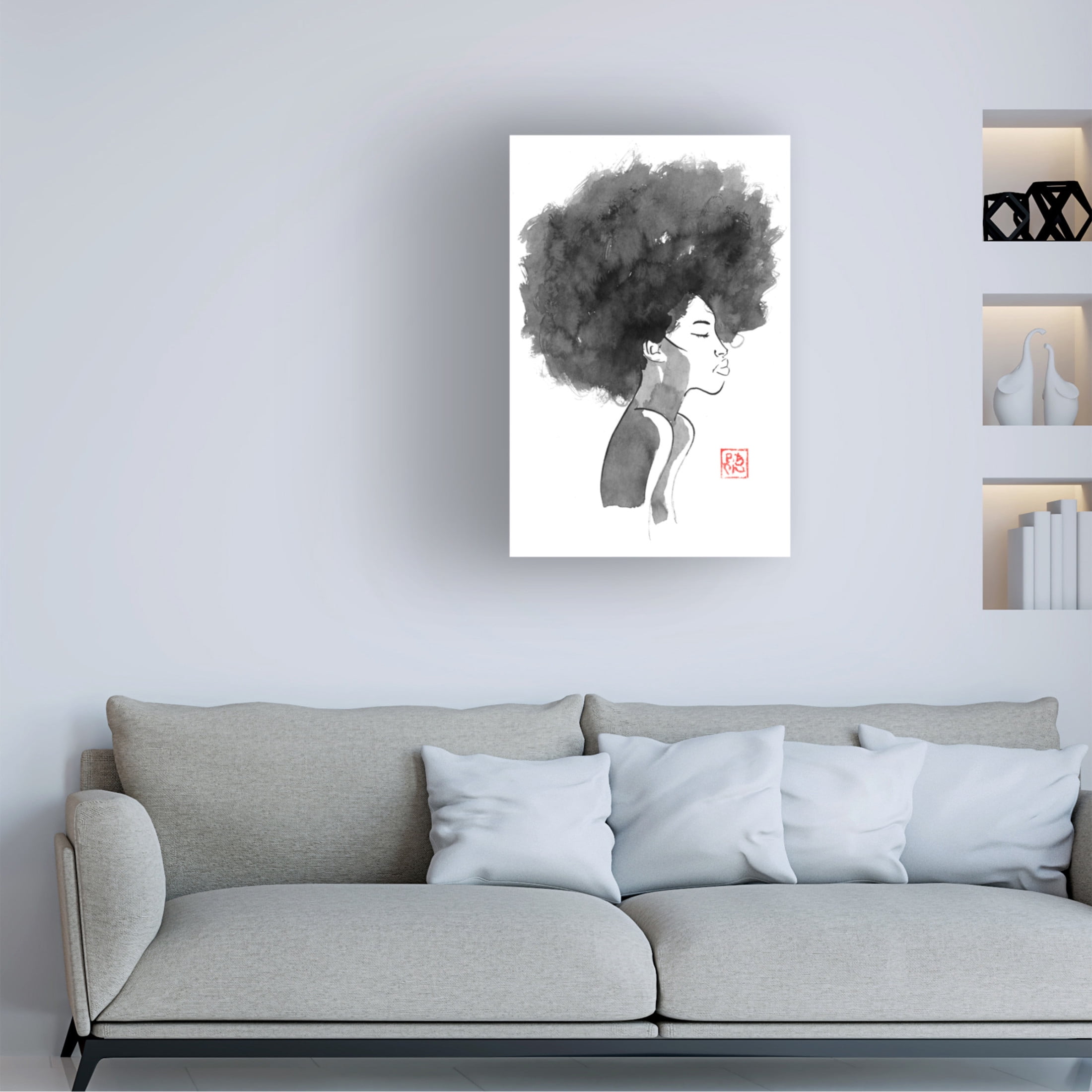 Canvas Wall Art - Pechane 'Afro Woman 2' Wall Art for Living Room, Bedroom, or Office Décor by Trademark Fine Art - 12 x 19 Inches