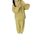 thumbnail image 3 of Sriper Fleece Pajama Sets for Women 2 Piece Winter Fuzzy Homewear Outfits Zip Up Long Sleeve Thermal Sleepwear Tops Soild Color Warm Nightwear Textured Elastic Waist Long Pants Ladies Loungewear, 3 of 5