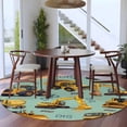 thumbnail image 3 of Round Area Rug 6 Ft, Construction Truck Washable Non-Slip Circle Carpet for Living Room/Bedroom, Cartoon Grips and Bulldozers Green Low-Profile Indoor Mats Collection Rugs for Residential, 3 of 8