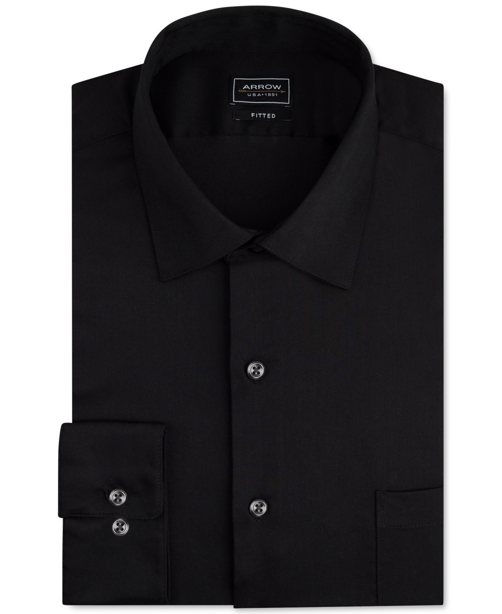 Arrow Men's Classic Fit Stretch Performance Dress Shirt Black Size 17