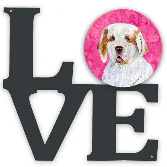 Pink Clumber Spaniel Metal Wall Artwork LOVE