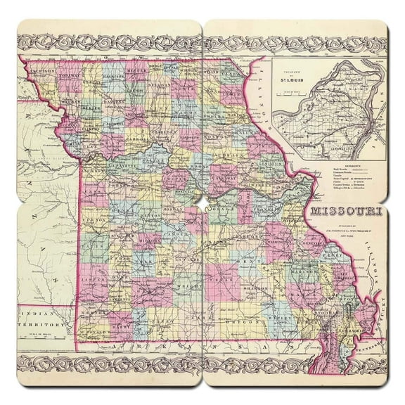 Missouri Old World Map Coaster