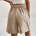 thumbnail image 4 of Cagogo Women's High Waisted Shorts with Pockets Solid Casual Summer Beach Vacation Shorts Elastic Waist Lounge Trousers Travel Clothes, Khaki M, 4 of 6