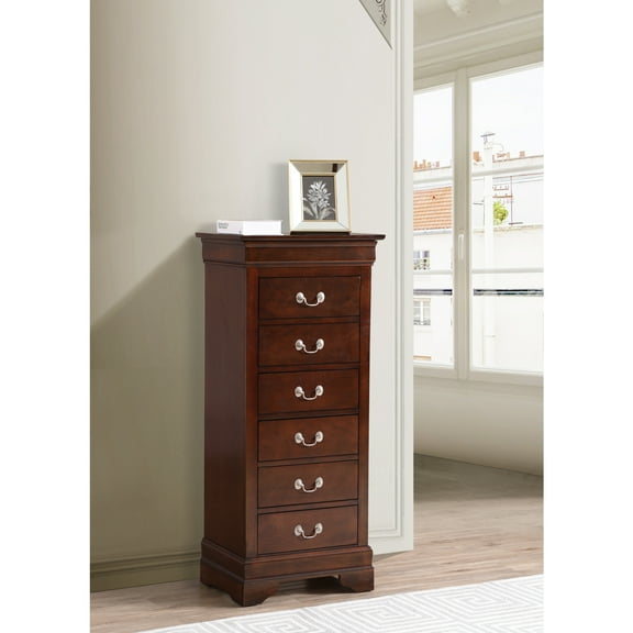 Glory Furniture Louis Phillipe 7 Drawer Lingerie Chest in Cappuccino