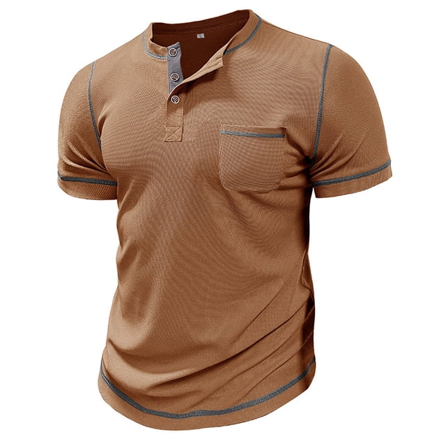 pstuiky Camisas de vestir de manga corta para hombre, Camiseta de manga corta para hombre, estilo informal, lisa, con cuello vuelto, botones y blusa camisas casuales para hombre m