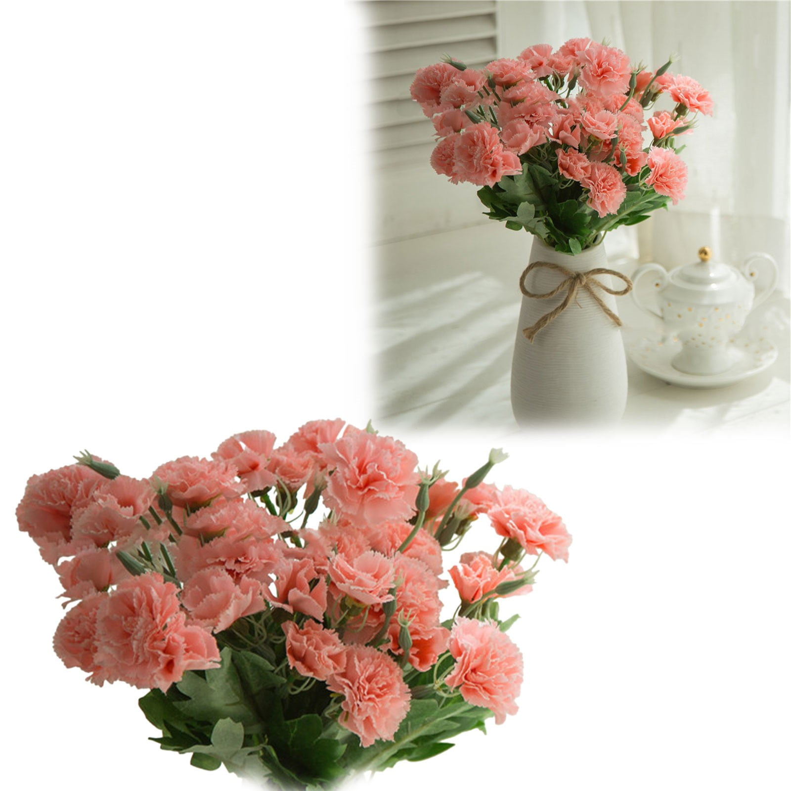 Bouquet D'œillets Artificiels En Soie – 11 Têtes, Environ 30 Cm, Couleur Blanc, Pour Décoration
