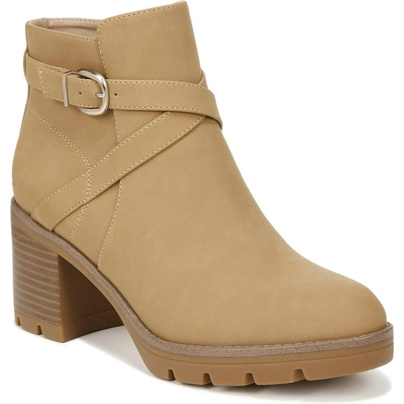 Naturalizer Womens Madalynn Buckle Water Repellent Ankle Boot Camel Brown 6M