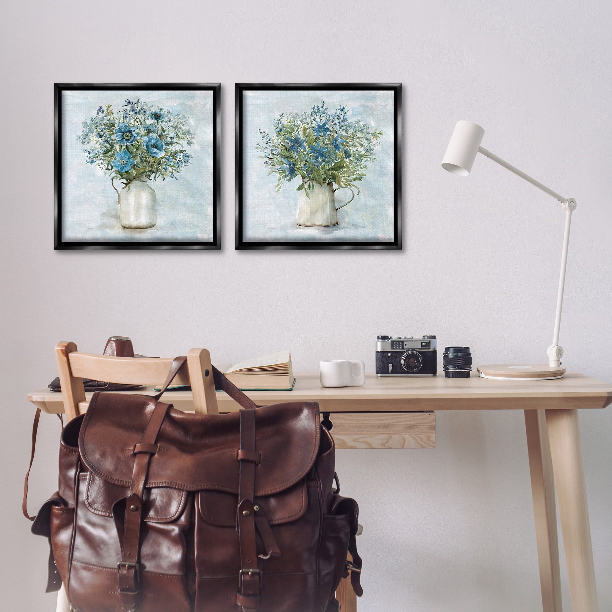 Stupell Industries Country Mixed Floral Bouquets Botanical & Floral Painting Black Floater Framed Canvas Art Print Wall Art, 18 x 18, Set of 2