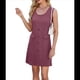 thumbnail image 3 of Vestido Corto de Fiesta Ajustado con Bolsillos, Sin Mangas, Cuello Redondo, Botones, de Punto, Color Liso, para Mujer (Verano 2025) Rojo Ladrillo M, 3 of 10