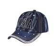 thumbnail image 2 of AirLoni Baseball Cap For Men Women Washed Denim Embroideried Sequins Decor Adjustable Breathable Airy UV Protection Sports Hat Trucker Hats Dad Hats For Outdoor Sports Dark Blue,One Size, 2 of 5