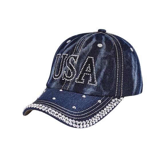 Women's Baseball Cap Shiny Sequins Adjustable Breathable Casual Sports Baseball Cap Trucker Hats Women Blue