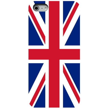 CUSTOM Black Hard Plastic Snap-On Case for Apple iPhone 5 / 5S / SE - Red White Blue British Flag (Best Place To Sell Iphone Uk)