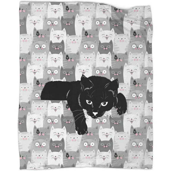 Cat Throw Blanket Soft Flannel Summer Air Conditioner Blanket Warm Blanket for Bed Couch Living Room(50"x40")