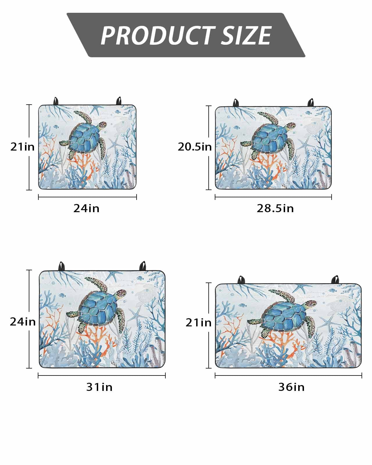 Stove Top Covers for Electric Stove, Turtle Glass Stovetop Cover Protector, Blue Coastal Starfish Ocean Coral Nautical Induction Cooktop Protector Oven Mat for Kitchen Countertop 24"x21"