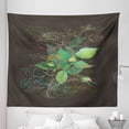 thumbnail image 1 of Flowers Tapestry, Outline Drawing Watercolor Leaves Burgeoning Wild Roses and Buds, Fabric Wall Hanging Decor for Bedroom Living Room Dorm, 5 Sizes, Dark Taupe and Lime Green, by Ambesonne, 1 of 1