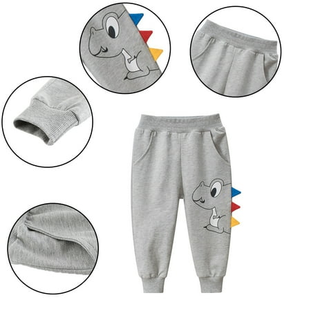 

YTDSCS Boys Spring Fall Sweatpants for Kids Toddler Cute Pattern Cotton Sport Jogger Baby Pants Elastic Waist Trousers 1-10T