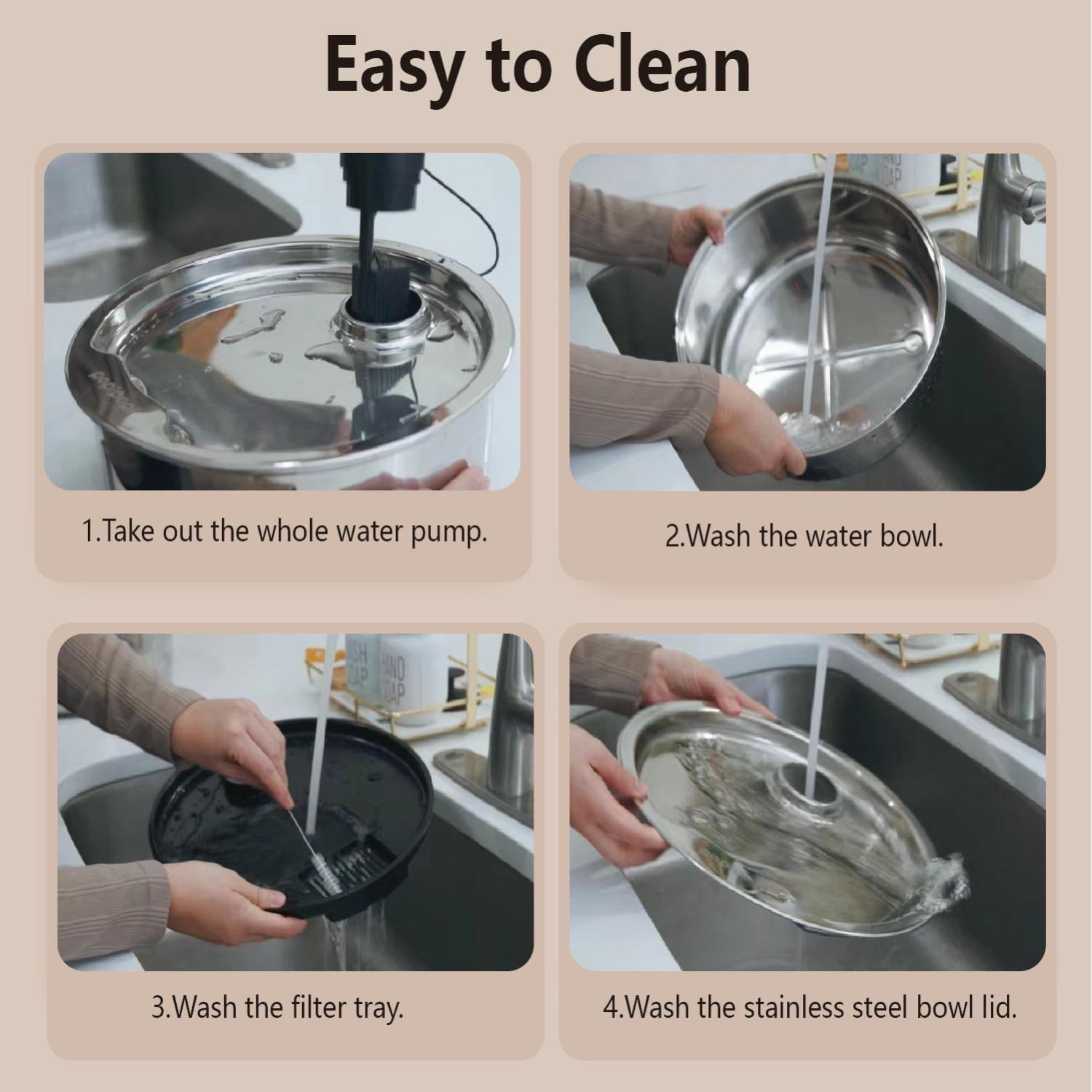 Stainless Steel Dog Water Fountain, 7L/1.8G/236oz Pet Water Fountain for Large Dogs & Multi-Cats, Dog Water Bowl Dispenser with Quiet Water Pump and 3 Replacement Filters