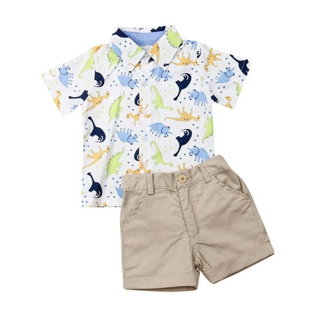 

Licupiee Toddler Boy Clothes Shorts Set Animal Bowtie Tops Shirts+Shorts 2pcs Gentlemen Outfits Playwear Set