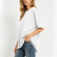 thumbnail image 5 of HOMBOM Short Sleeve Shirts for Women Pullover White Spring Solid Color Loose Young Womens T Shirts Crew Neck, 5 of 6